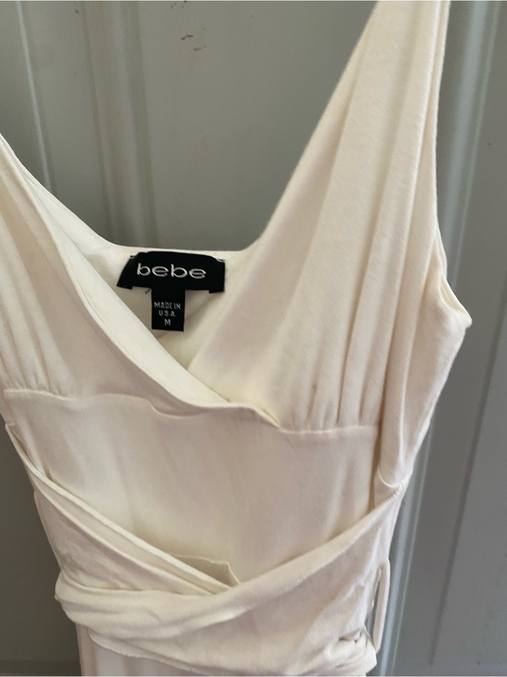 bebe Ivory Wrap Dress with V-Neck - Picture 3 of 4